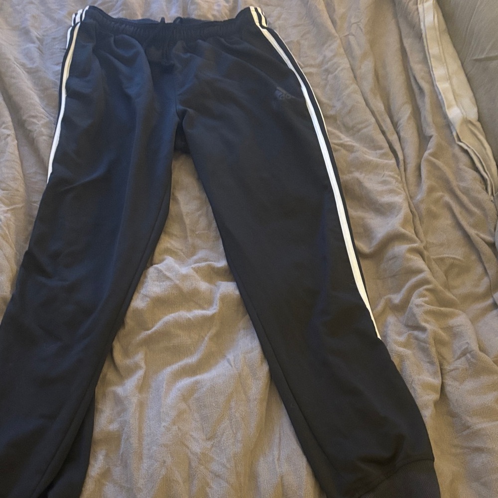 adidas Black Joggers with White Side Stripes